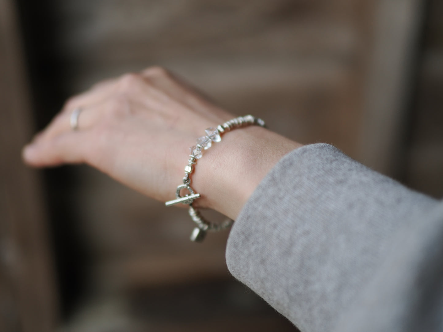 -Herkimer diamond- silver
