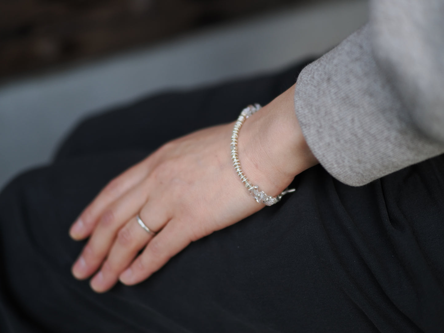 -Herkimer diamond- silver