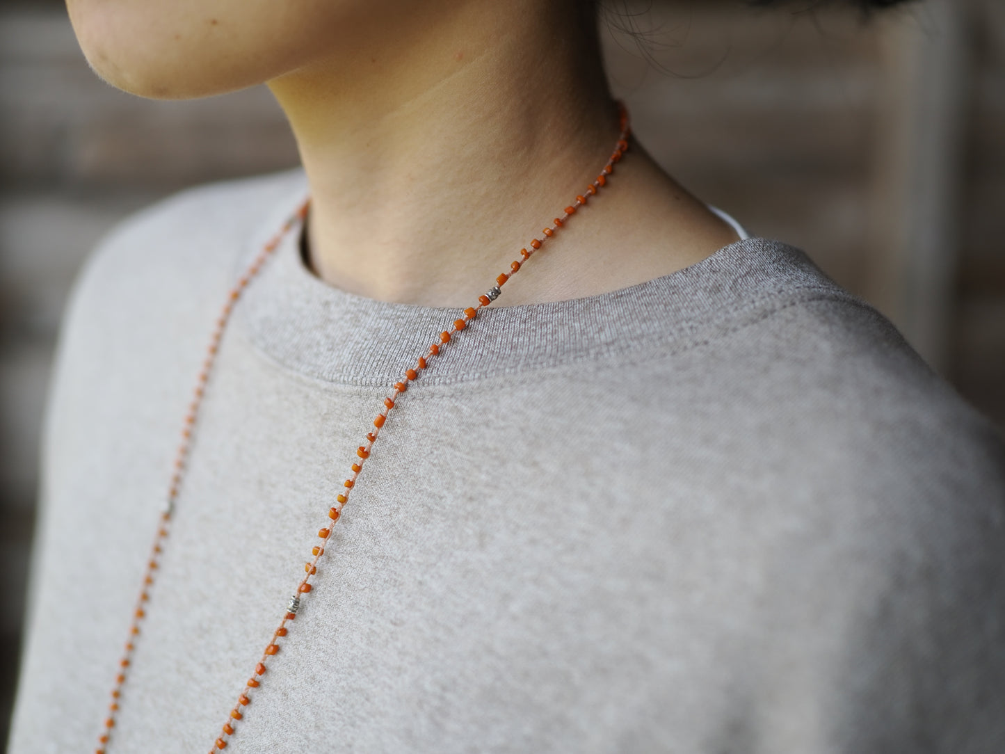 -Coral- 'Bonda beads' braid