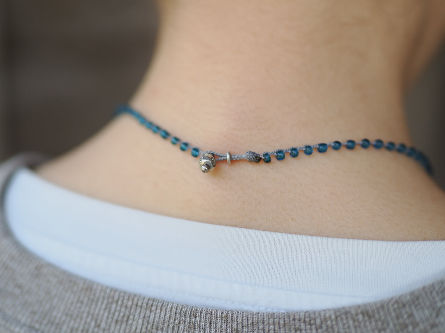 -Silver- 'Bonda beads' braid