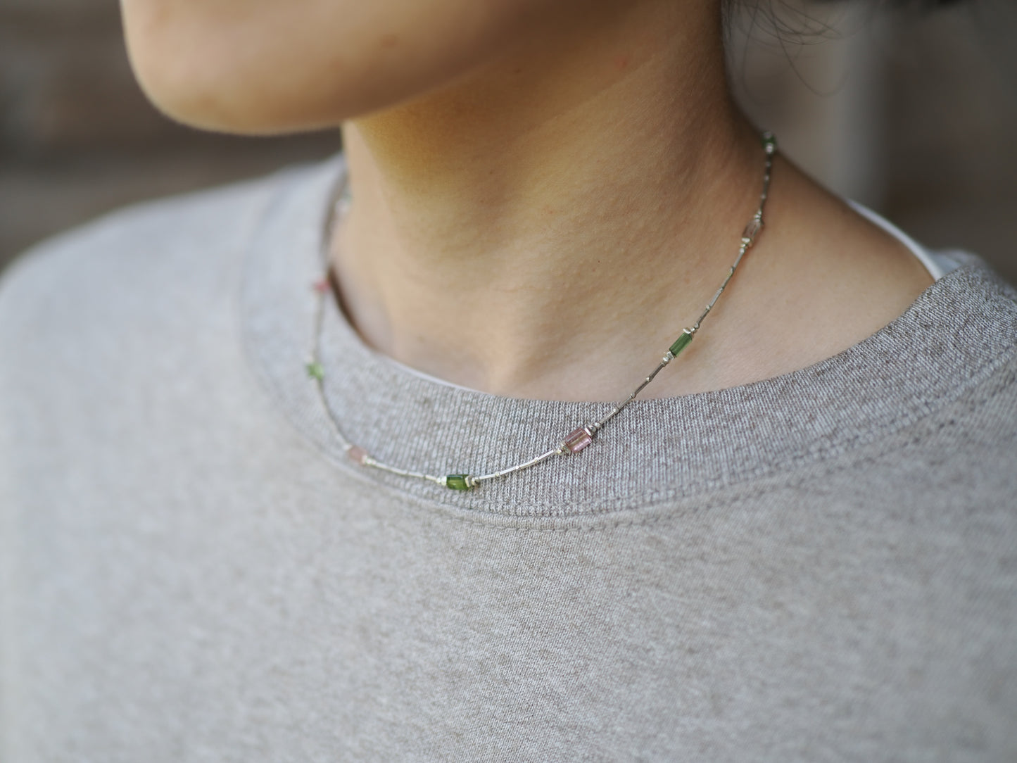 -Tourmaline- silver choker