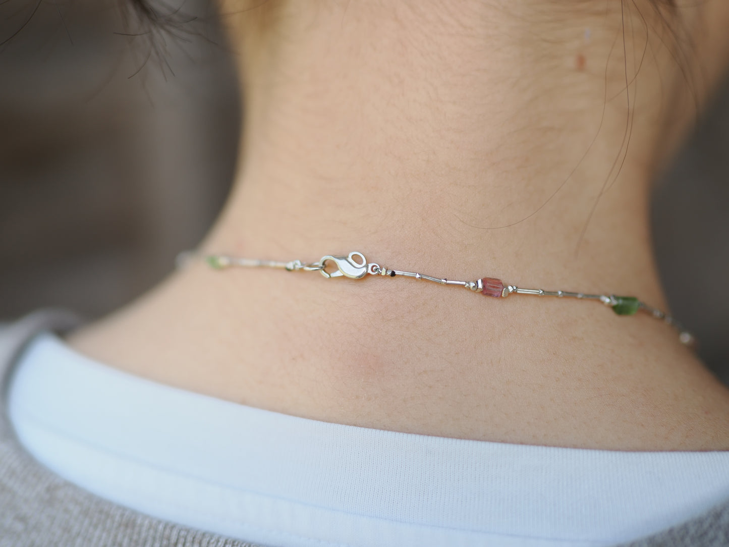 -Tourmaline- silver choker