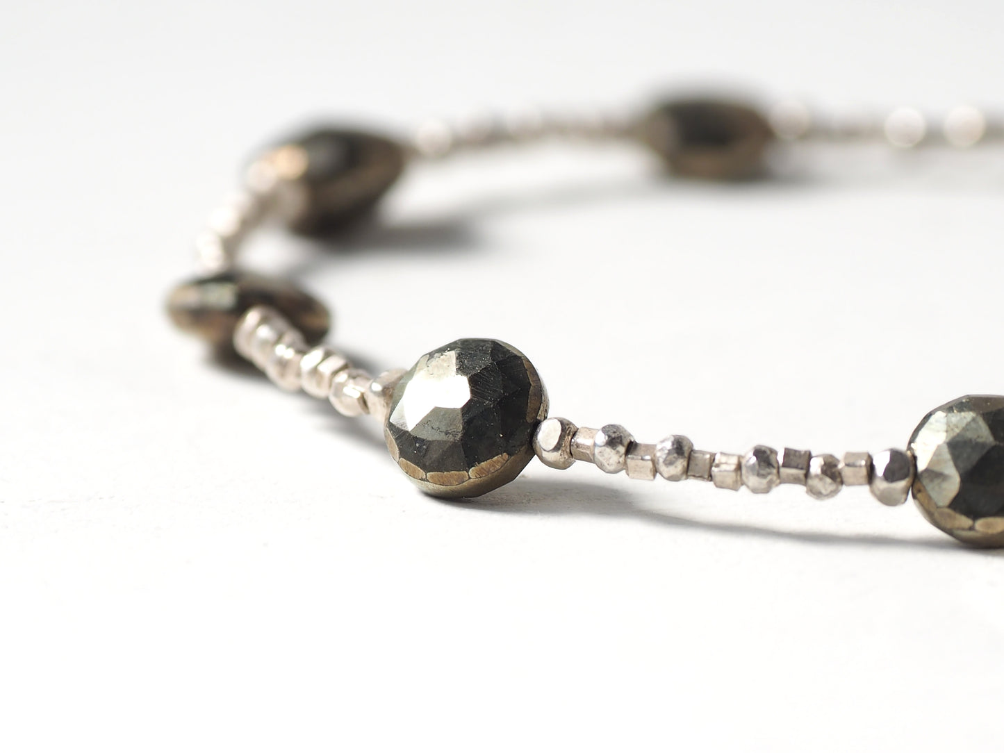 -Pyrite- silver bracelet