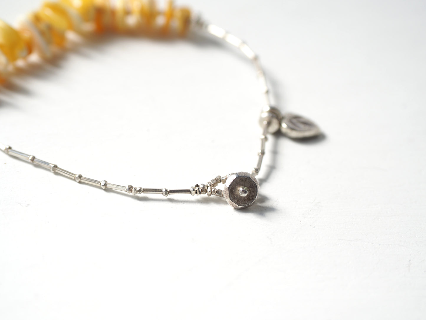 -Yellow amber- silver bracelet