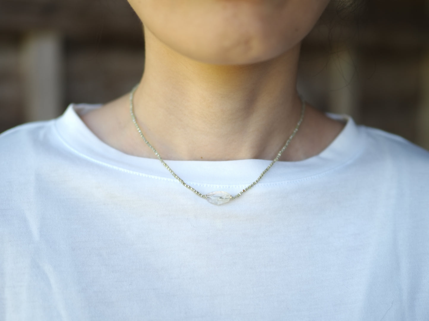 -Andesine labradorite- 'jade・silver' choker