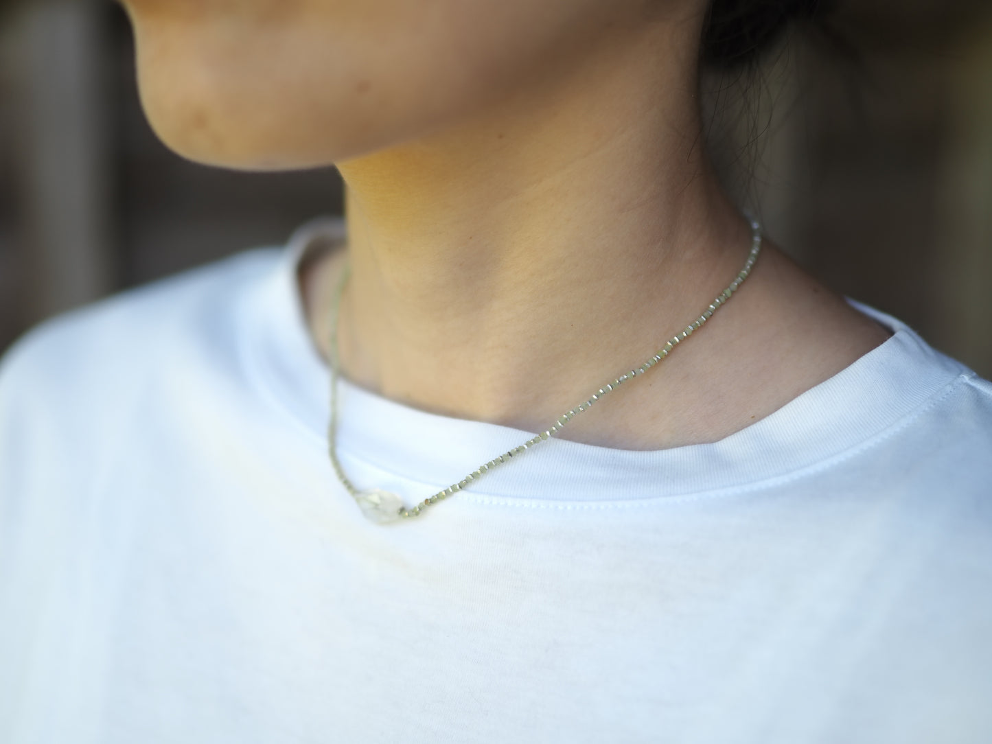 -Andesine labradorite- 'jade・silver' choker