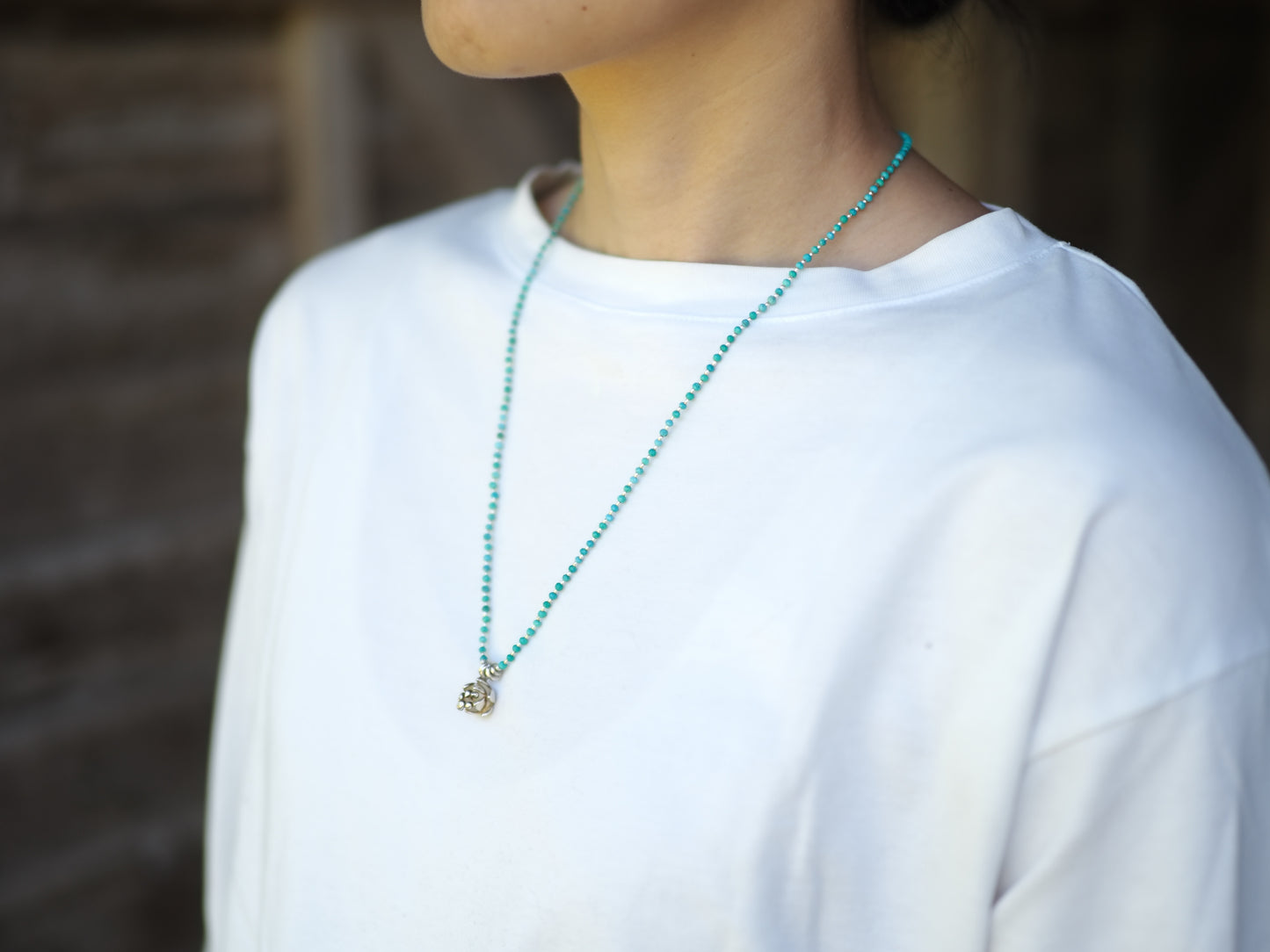 -Flower charm- 'turquoise・silver' pendant