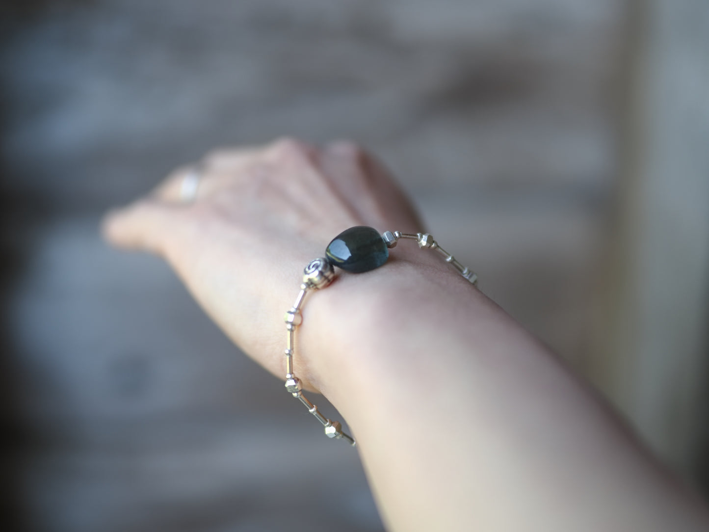 -Moss aquamarine- silver