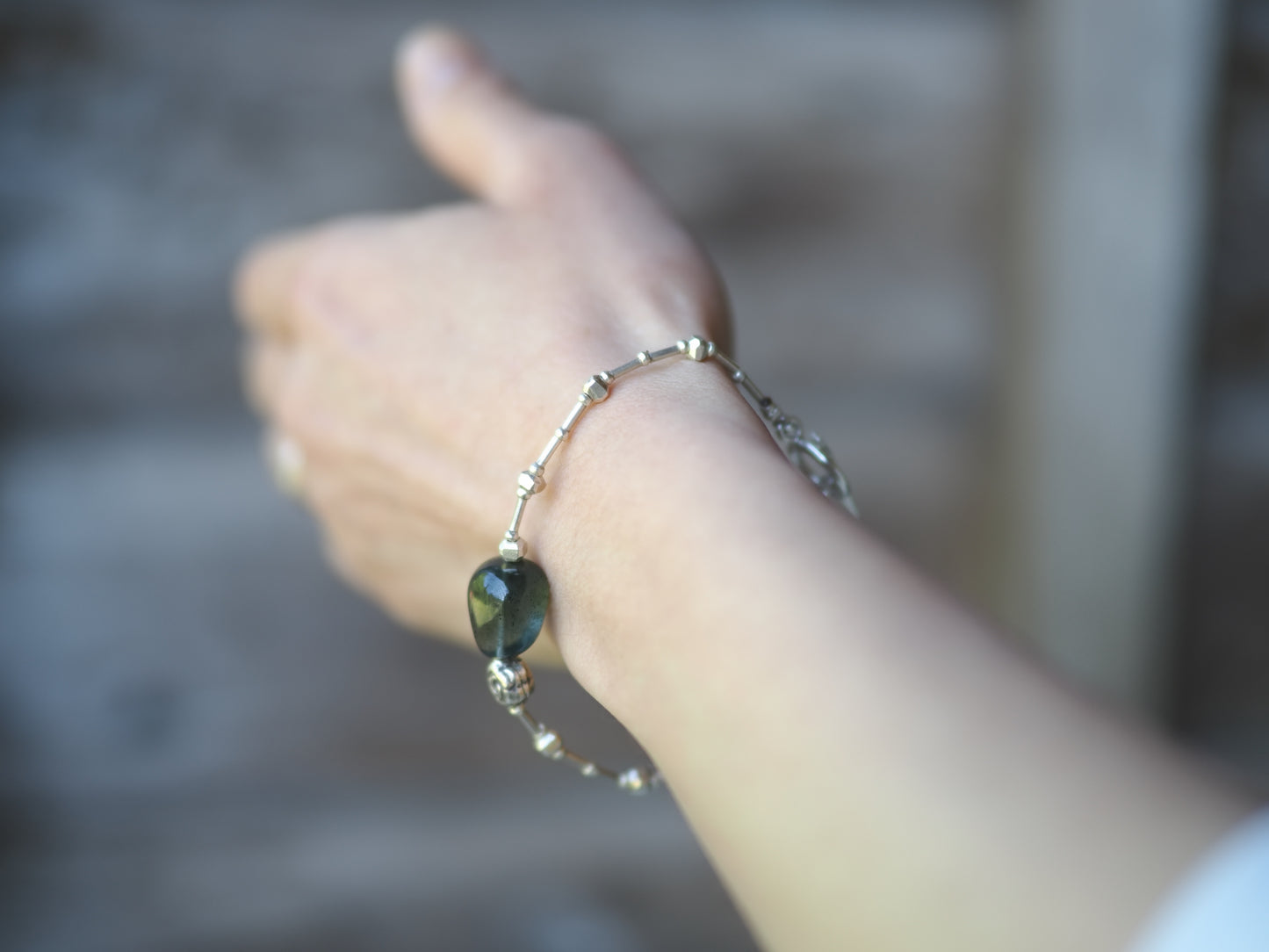 -Moss aquamarine- silver