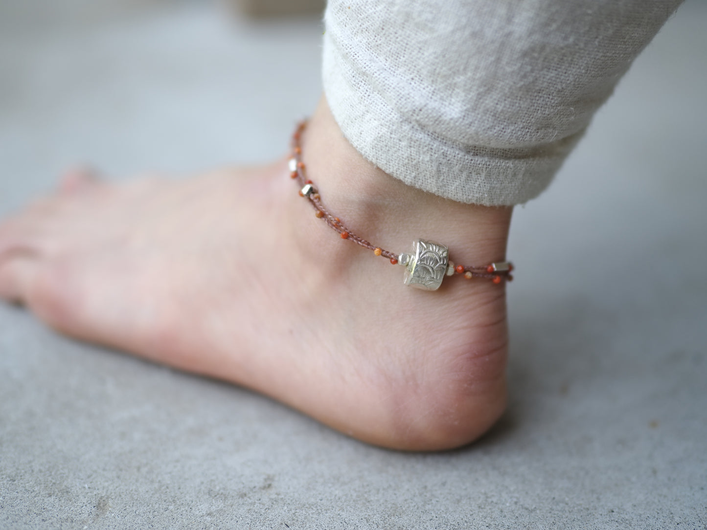 -Karensilver- 2line code anklet