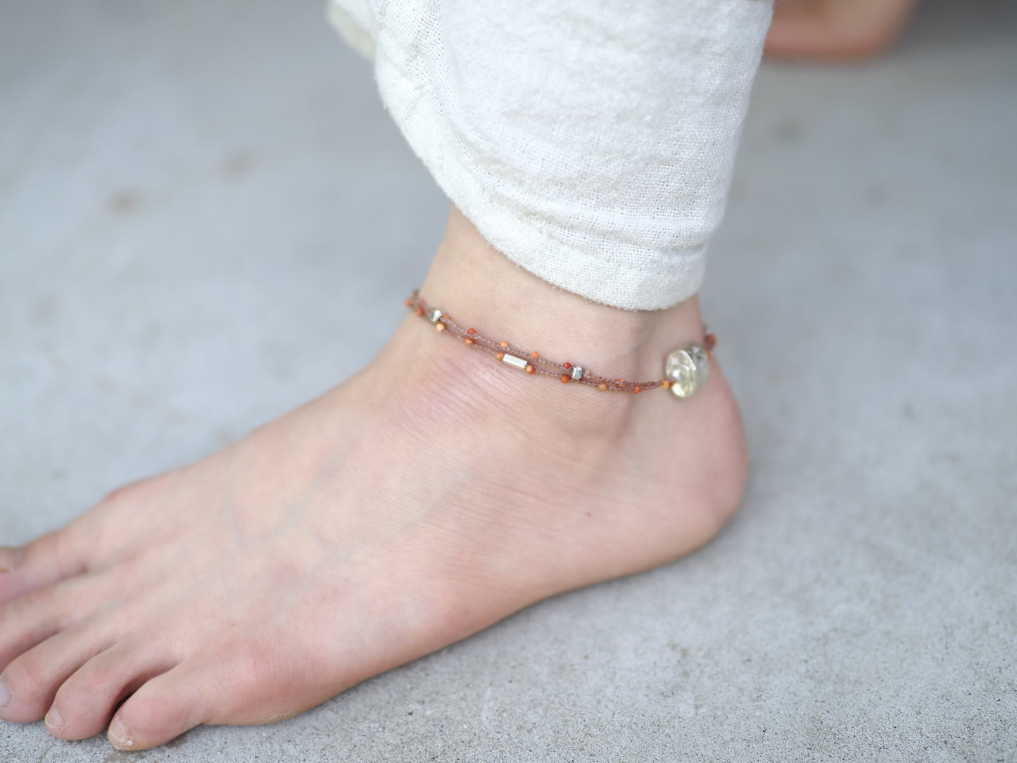 -Karensilver- 2line code anklet