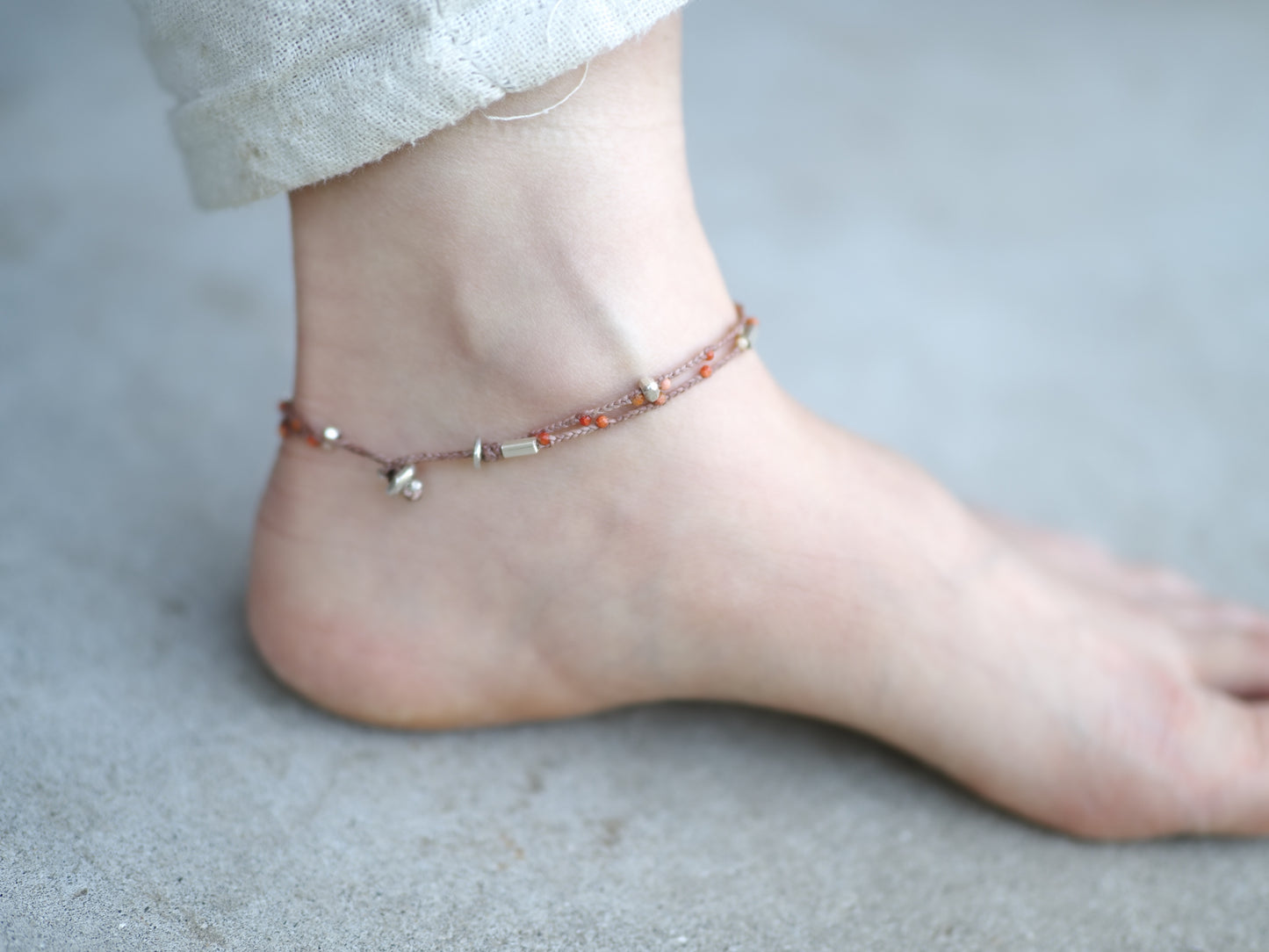 -Karensilver- 2line code anklet