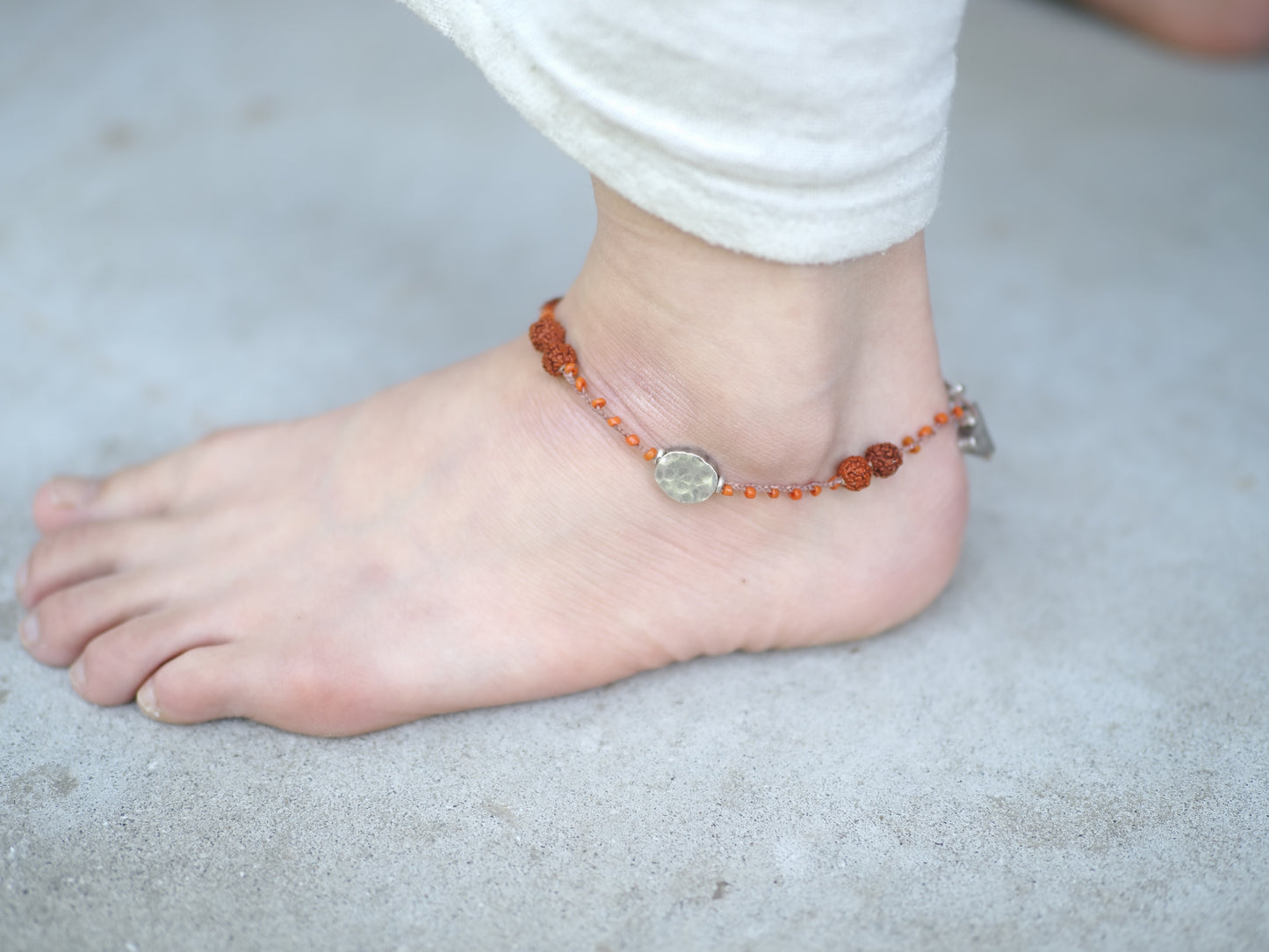 -Rudraksha・Karensilver- 'bonda beads' braid anklet