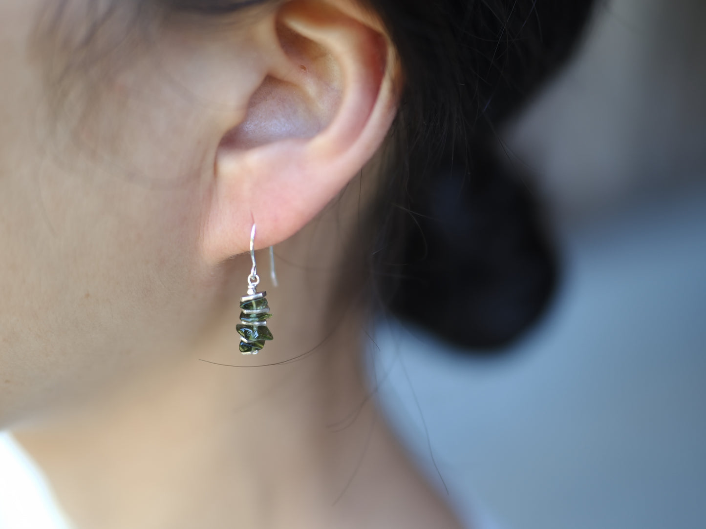 -Moldavite・silver-hooks