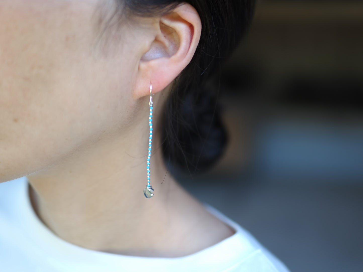 -Fluorite- 'turquoise・silver' long line_hooks