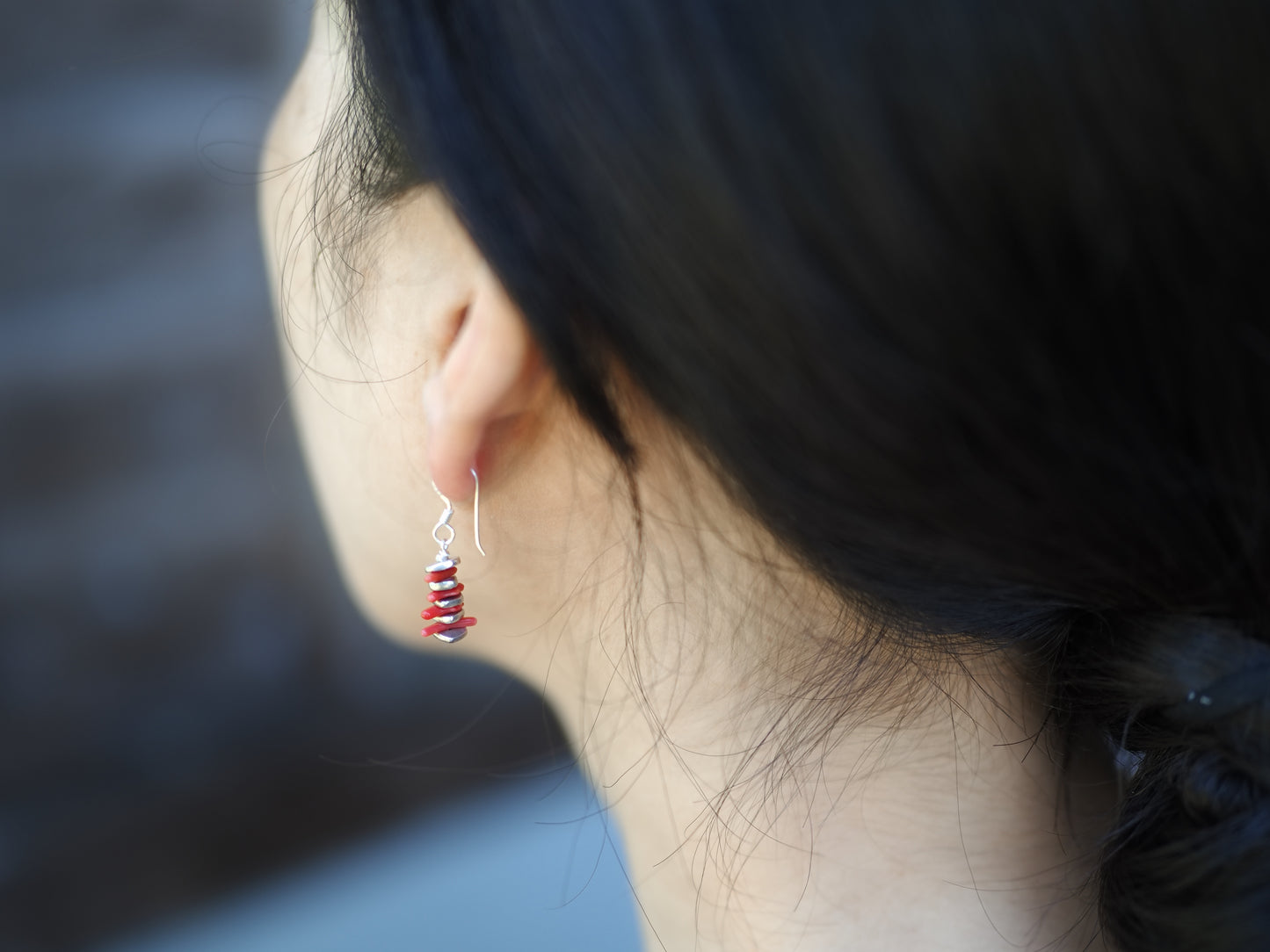 -Natural coral・silver- hooks