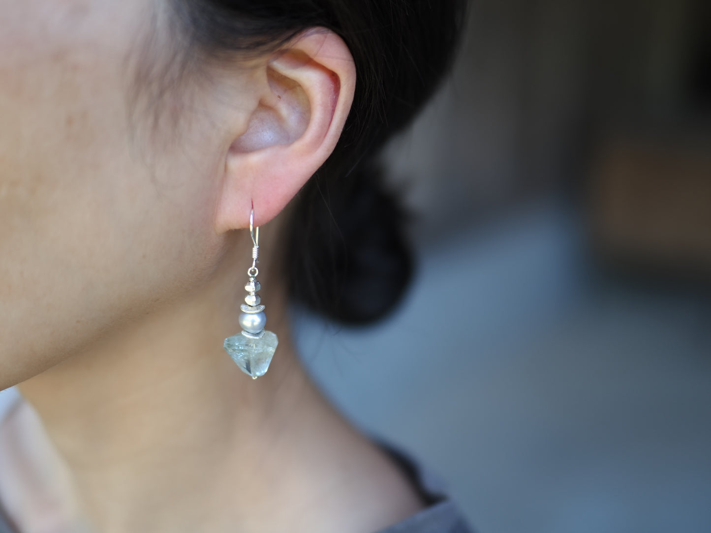 -Aquamarine・Pearl・Silver- hooks