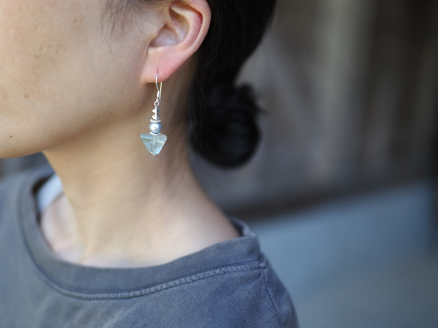 -Aquamarine・Pearl・Silver- hooks