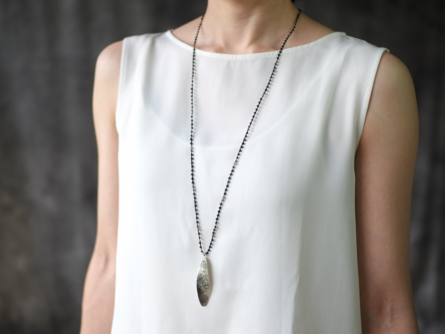 -Karensilver- braid long pendant