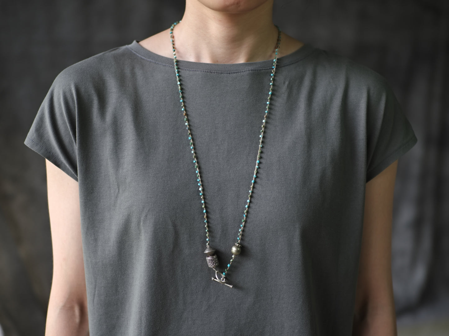 -Turquoise・Afgan old silver- braid mantel necklace