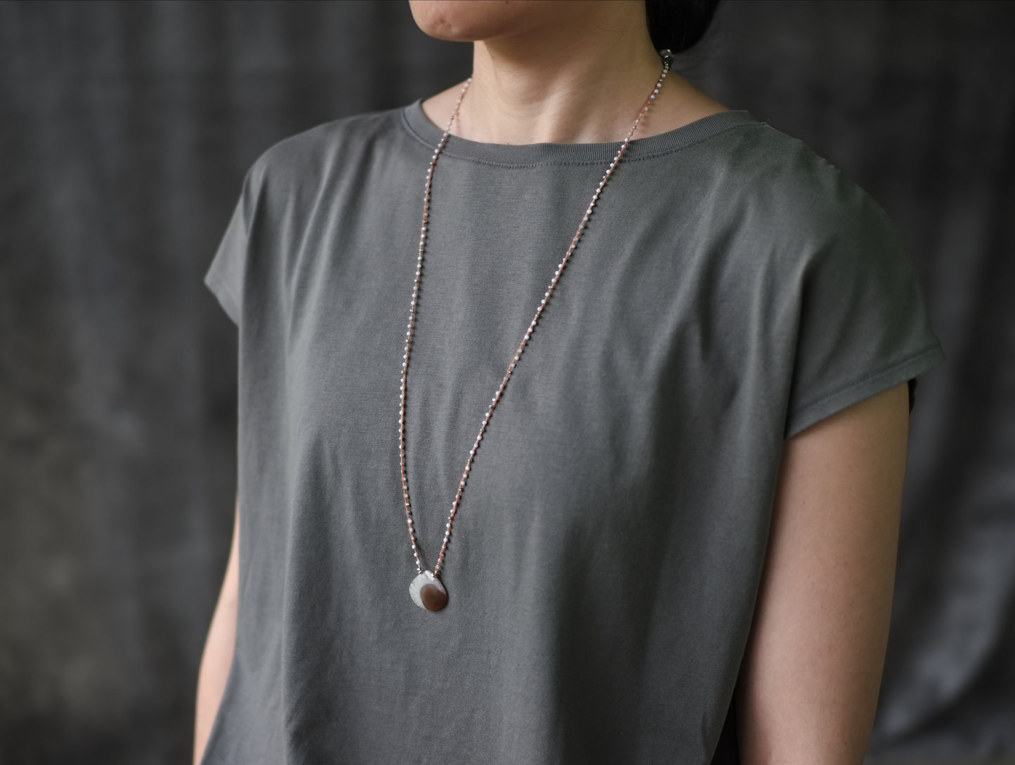 -Solar quartz- braid long pendant
