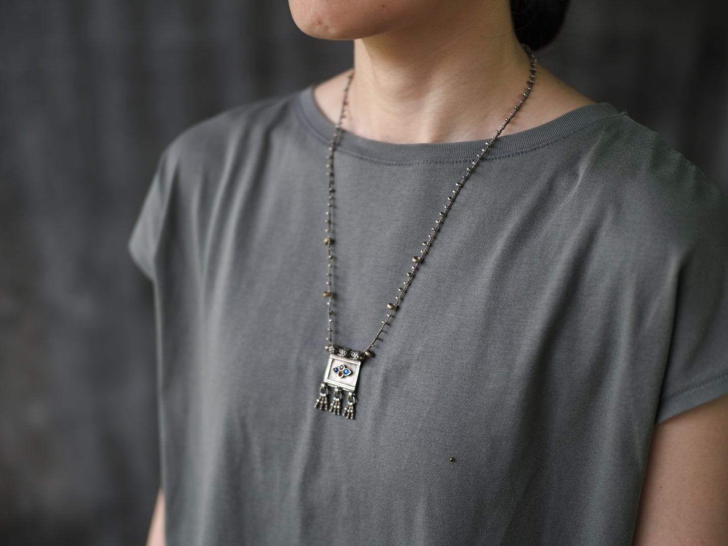 -Rajasthan silver- ''afgan silver' braid pendant