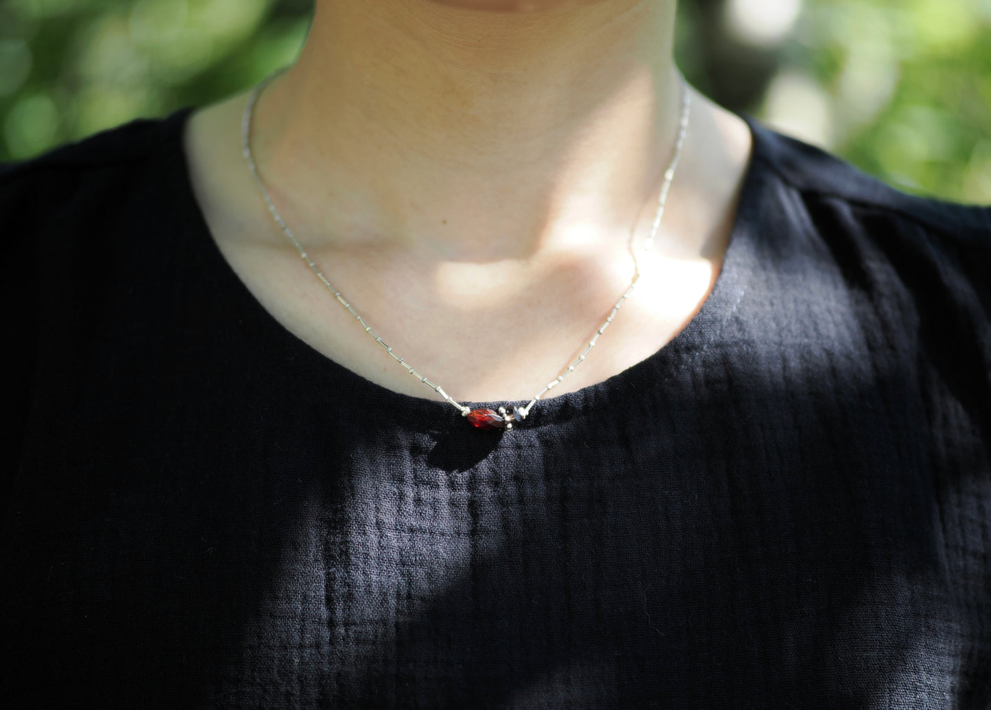 -Garnet・Smoky quartz- silver