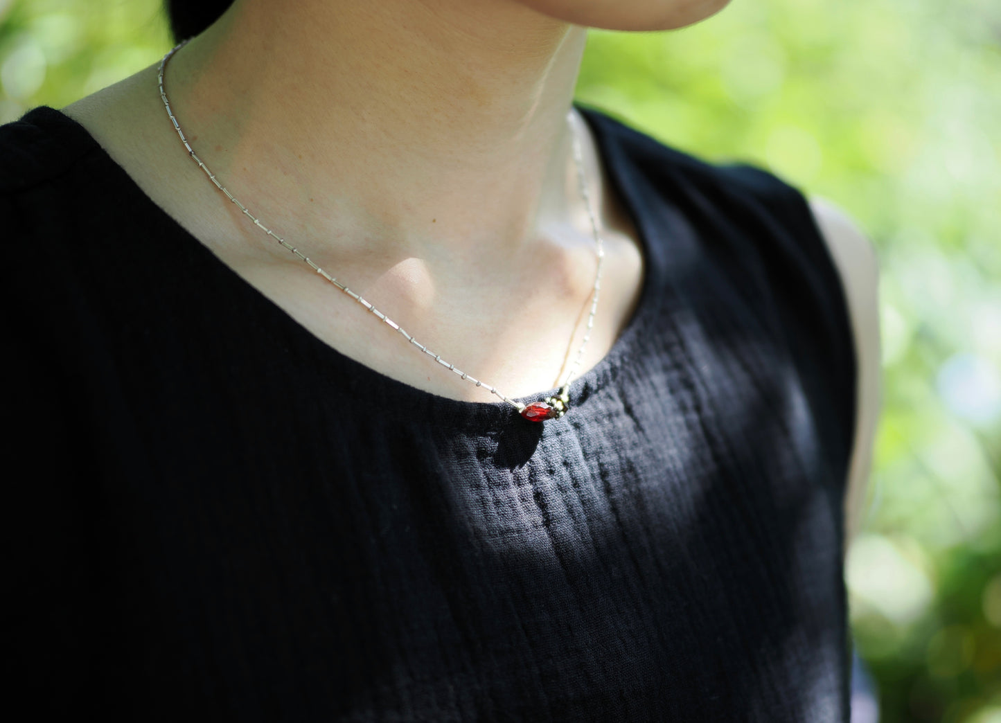 -Garnet・Smoky quartz- silver