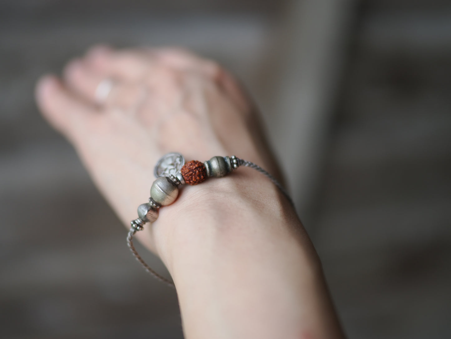 -old india coin- code bracelet