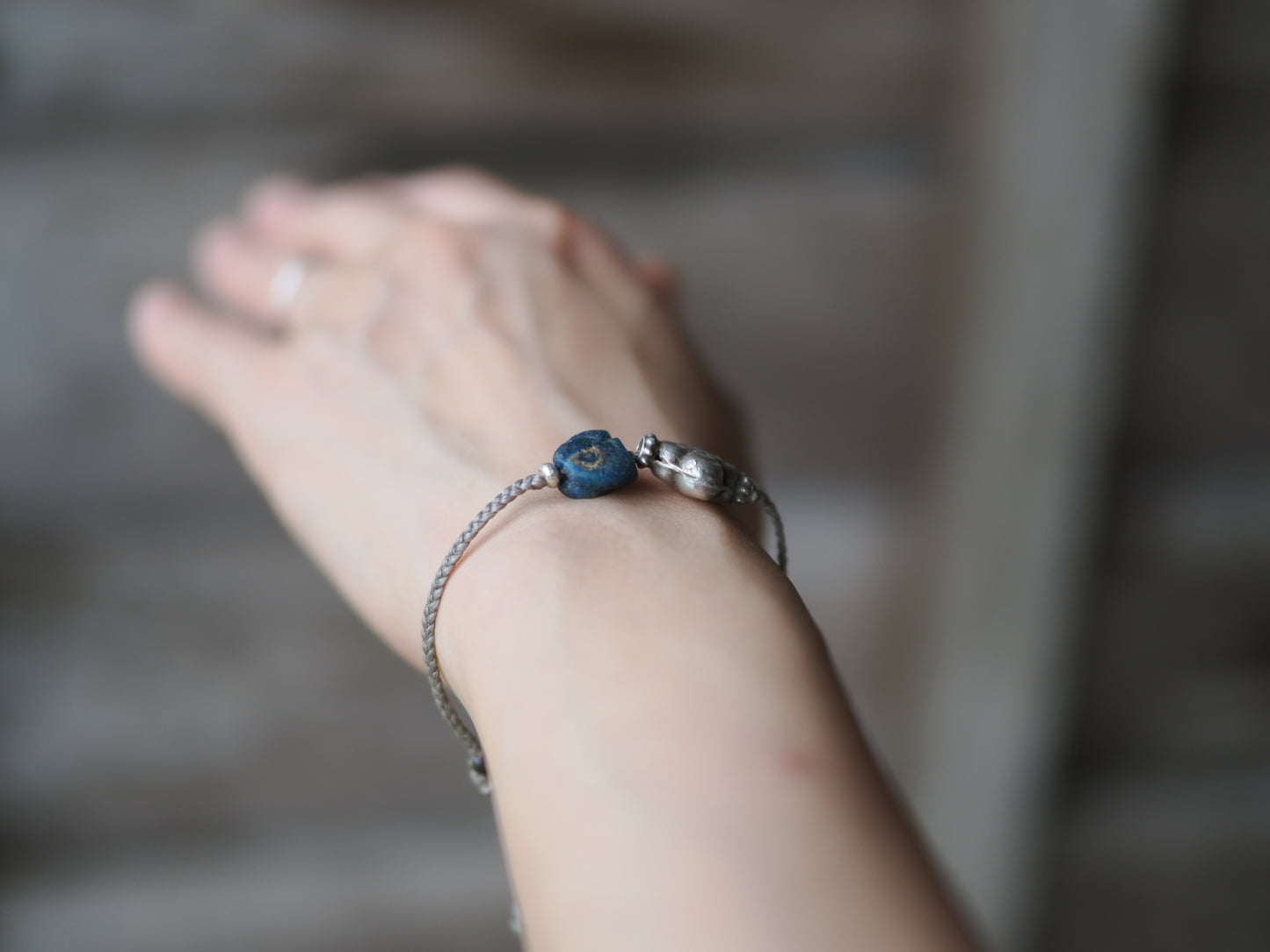 -Roman eye beads・old Afgan silver- code bracelet