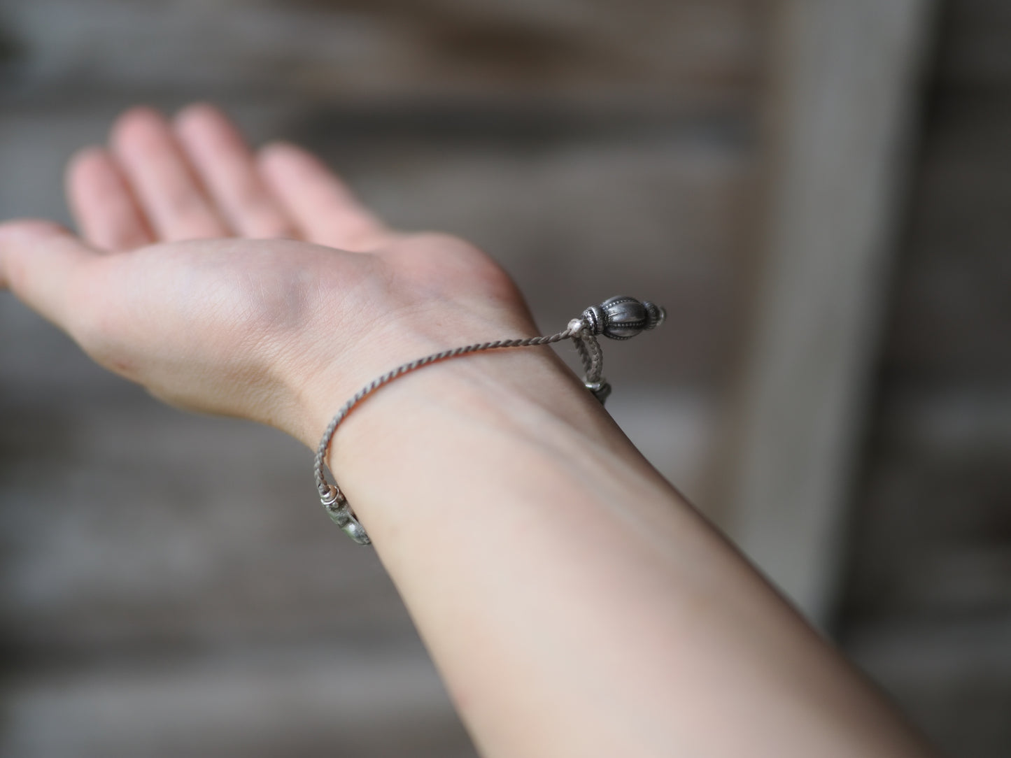 -Roman eye beads・old Afgan silver- code bracelet