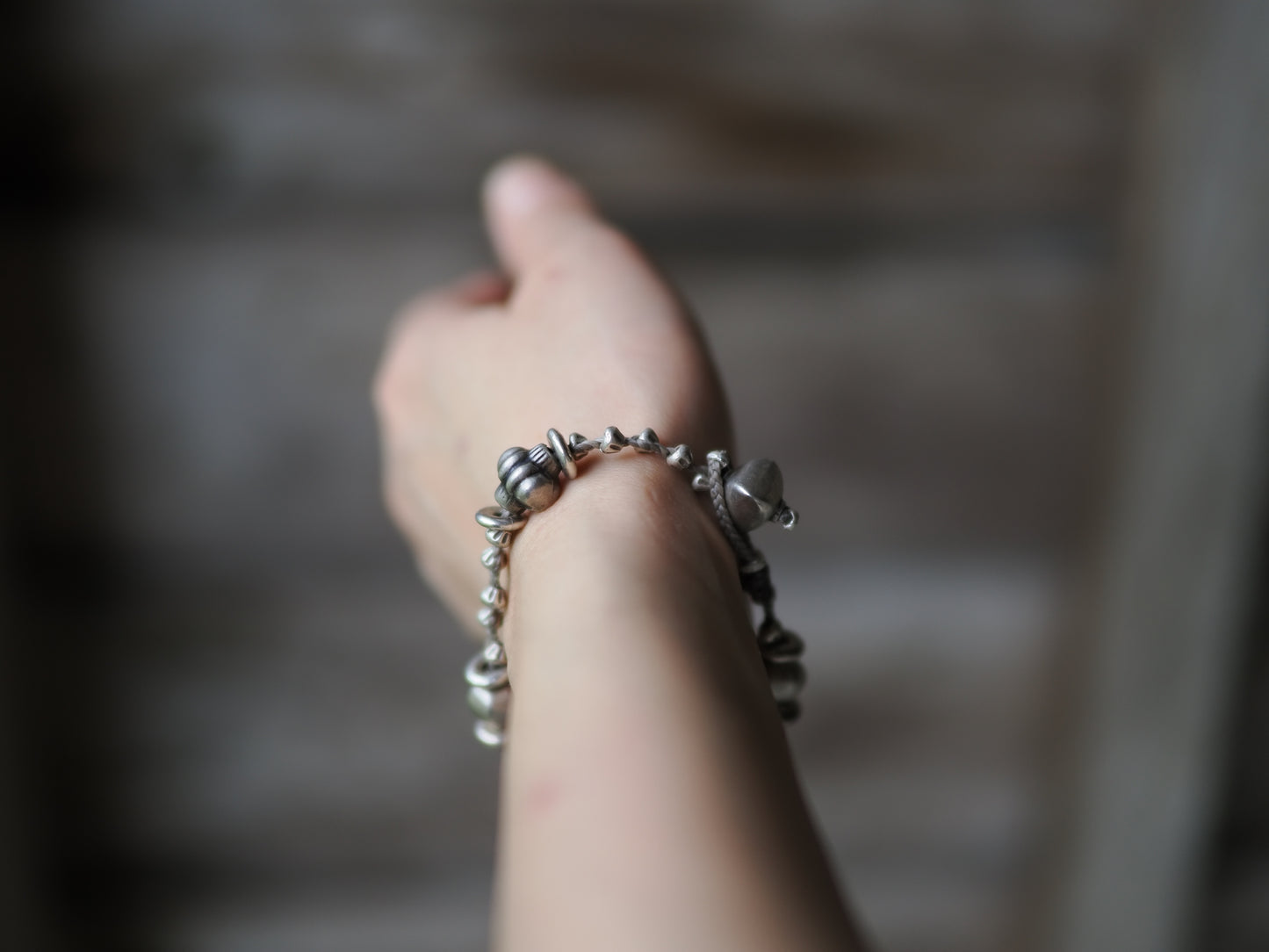 -India old silver・Karensilver- braid bracelet