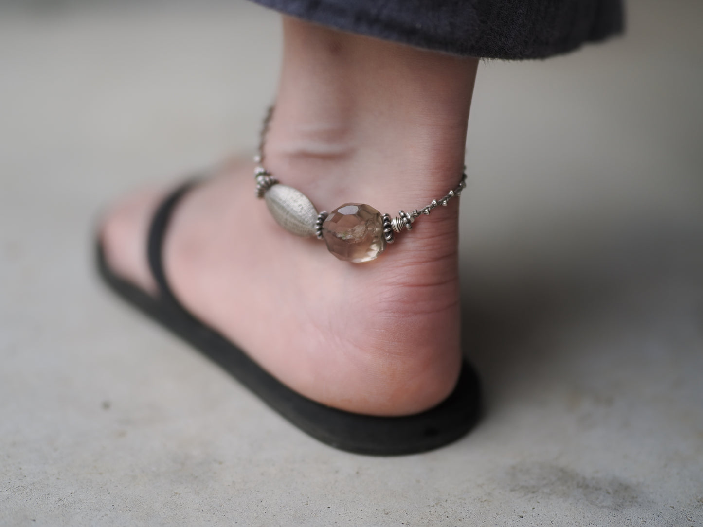 -Quartz・Karensilver- braid anklet