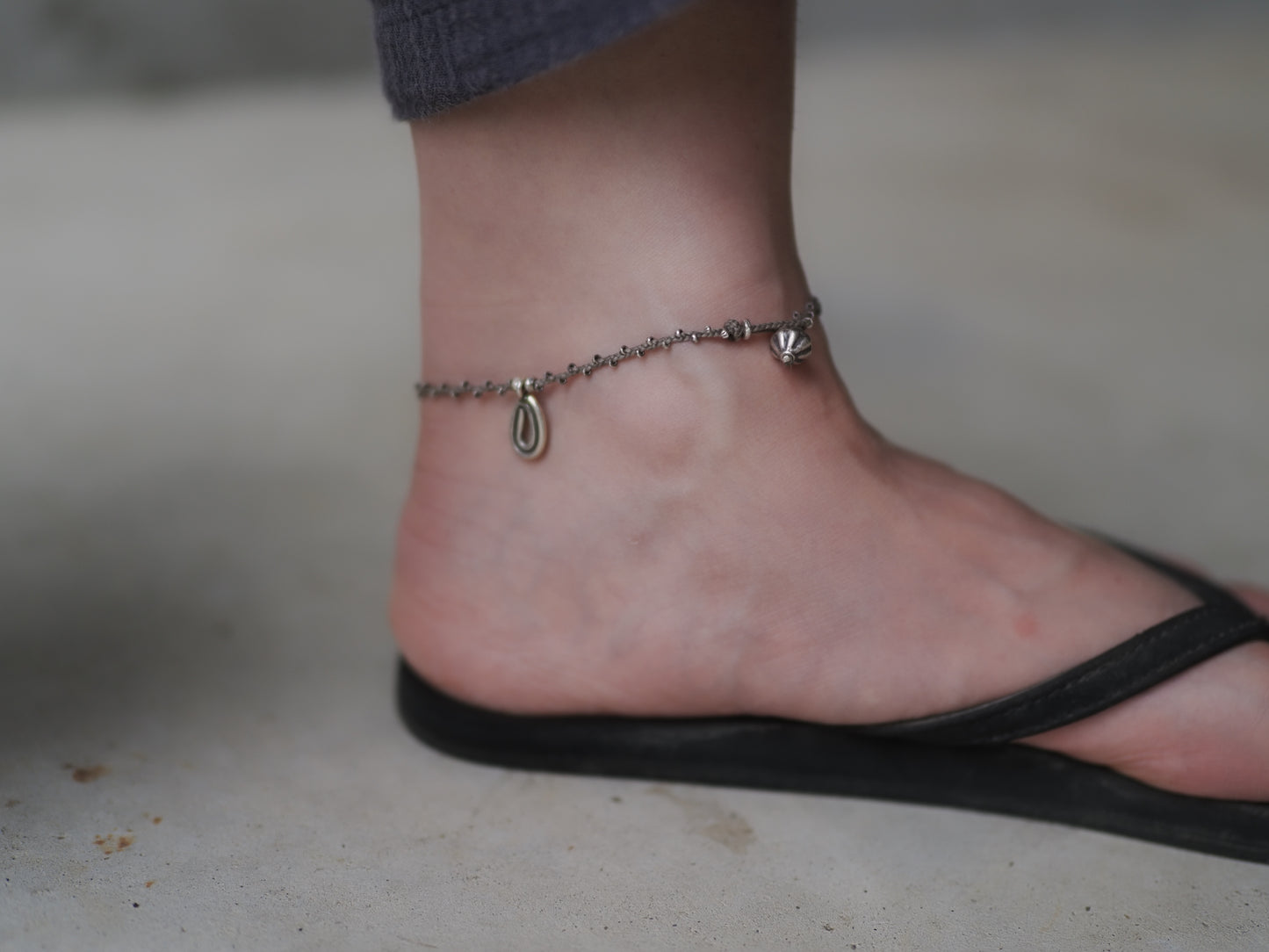 -Quartz・Karensilver- braid anklet
