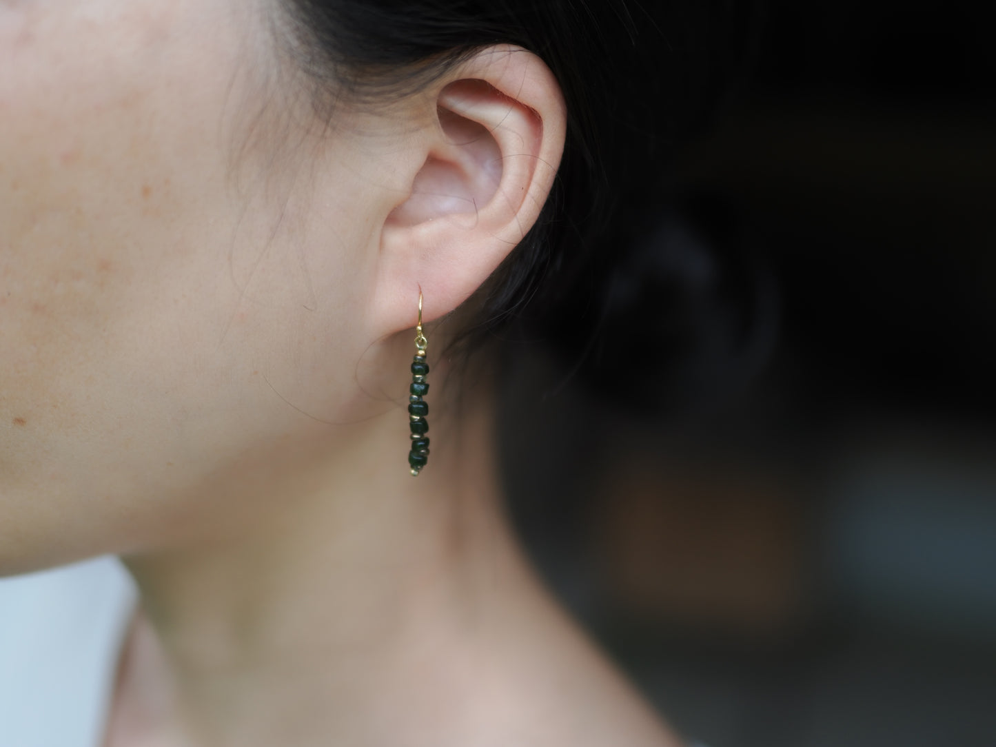 -Bonda beads'green・gold'- gold hooks