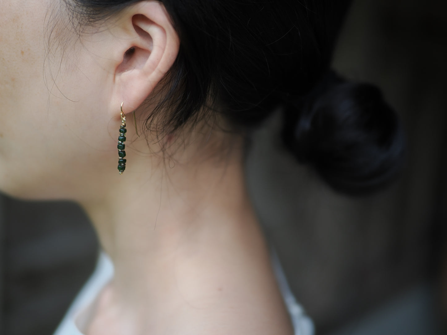 -Bonda beads'green・gold'- gold hooks