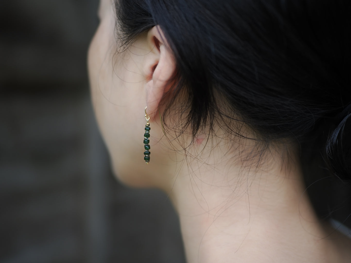 -Bonda beads'green・gold'- gold hooks