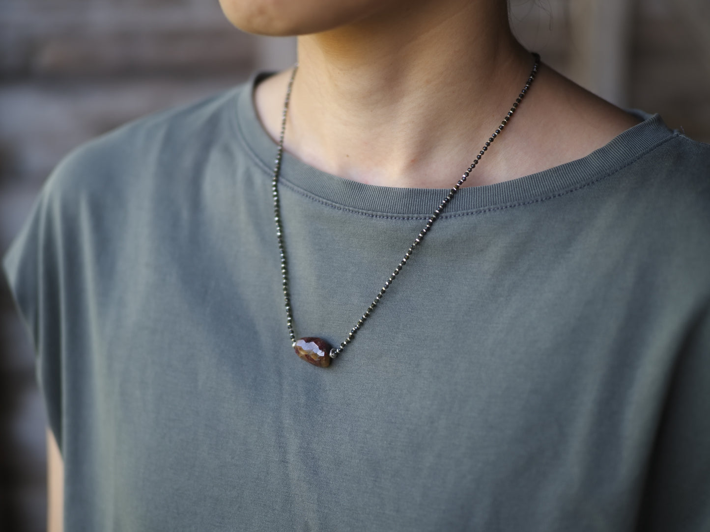 -Tourmarine- 'beads line' necklace