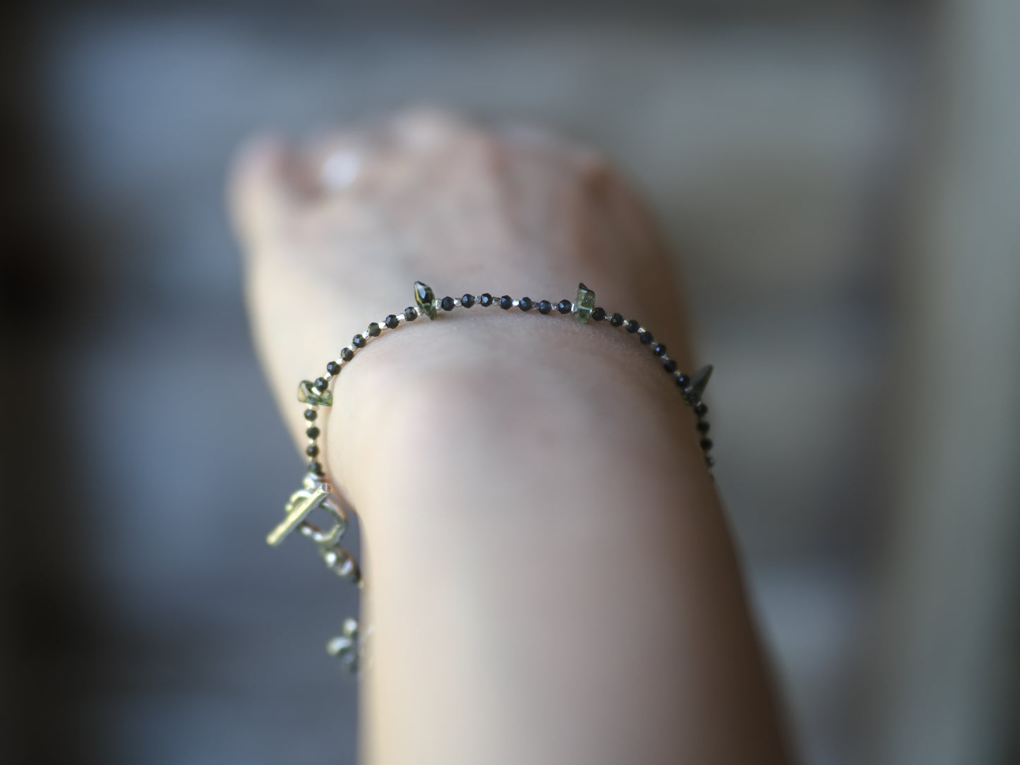 -Moldabite- 'beads line' bracelet