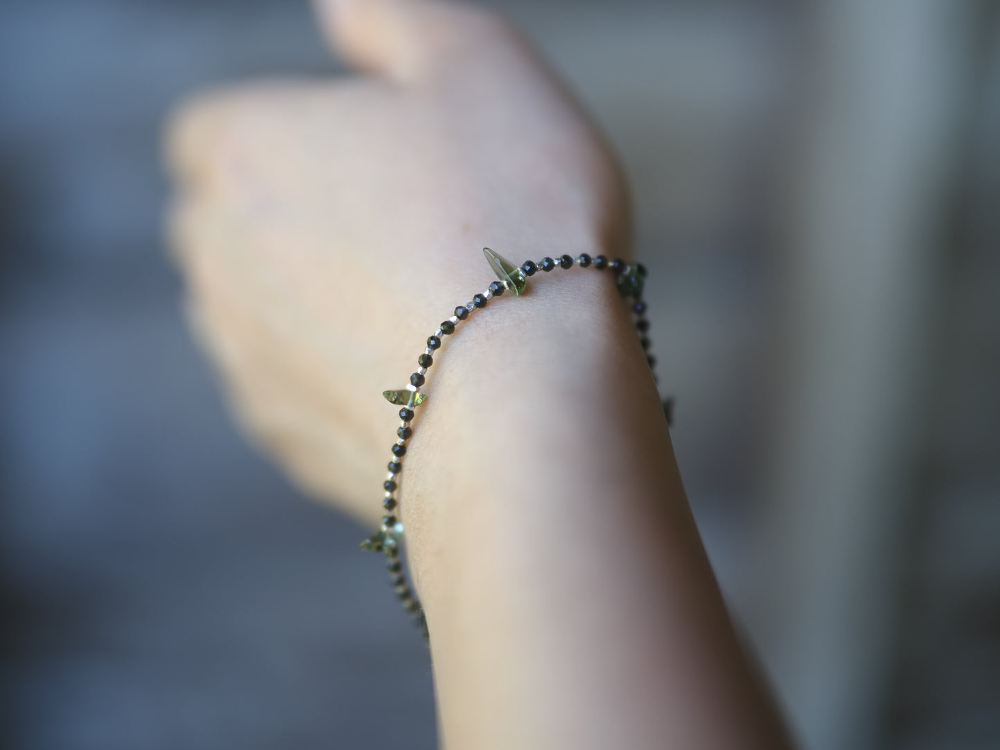 -Moldabite- 'beads line' bracelet