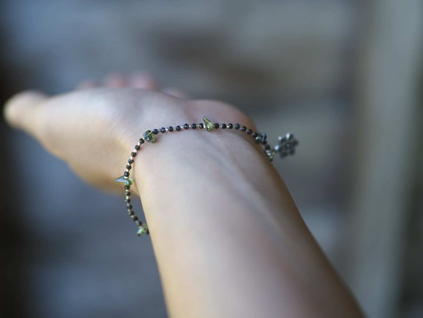 -Moldabite- 'beads line' bracelet