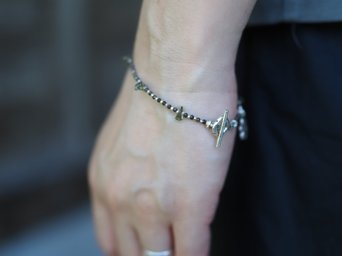 -Moldabite- 'beads line' bracelet