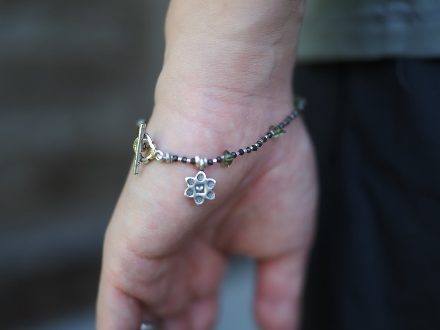 -Moldabite- 'beads line' bracelet