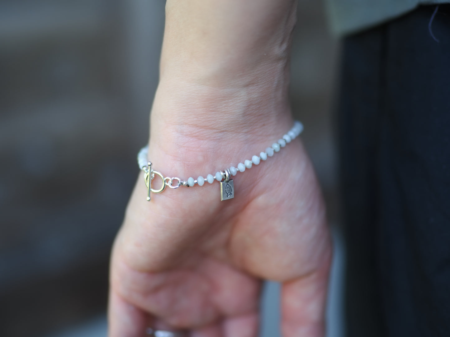 -Jade- 'beads line' bracelet