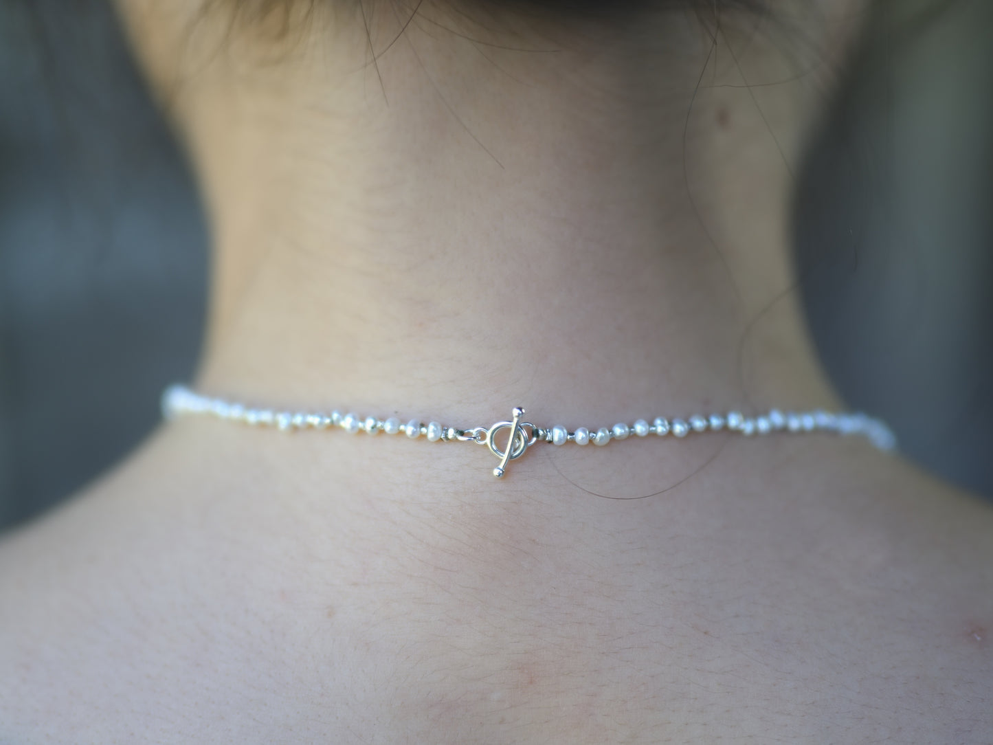 -Flower charm- pearl 'beads line' pendant