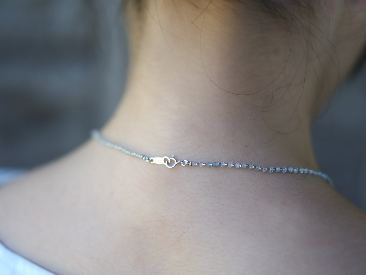-Aquamarine- 'beads line' necklace