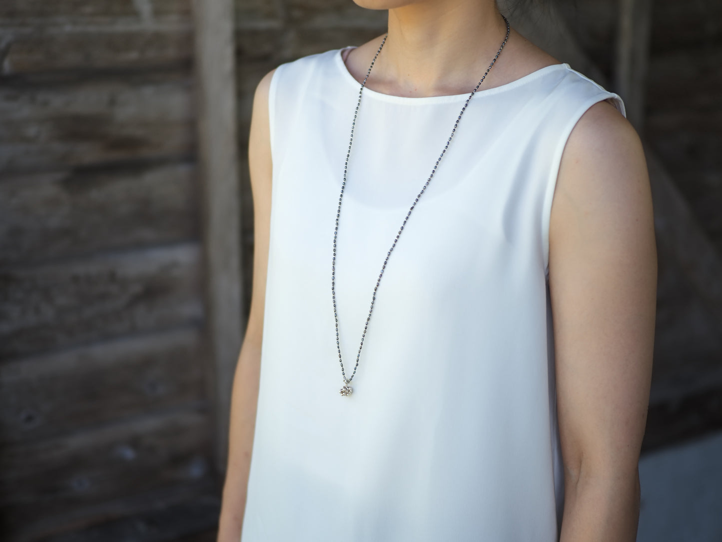 -Karensilver charm- 'beads line' long pendant