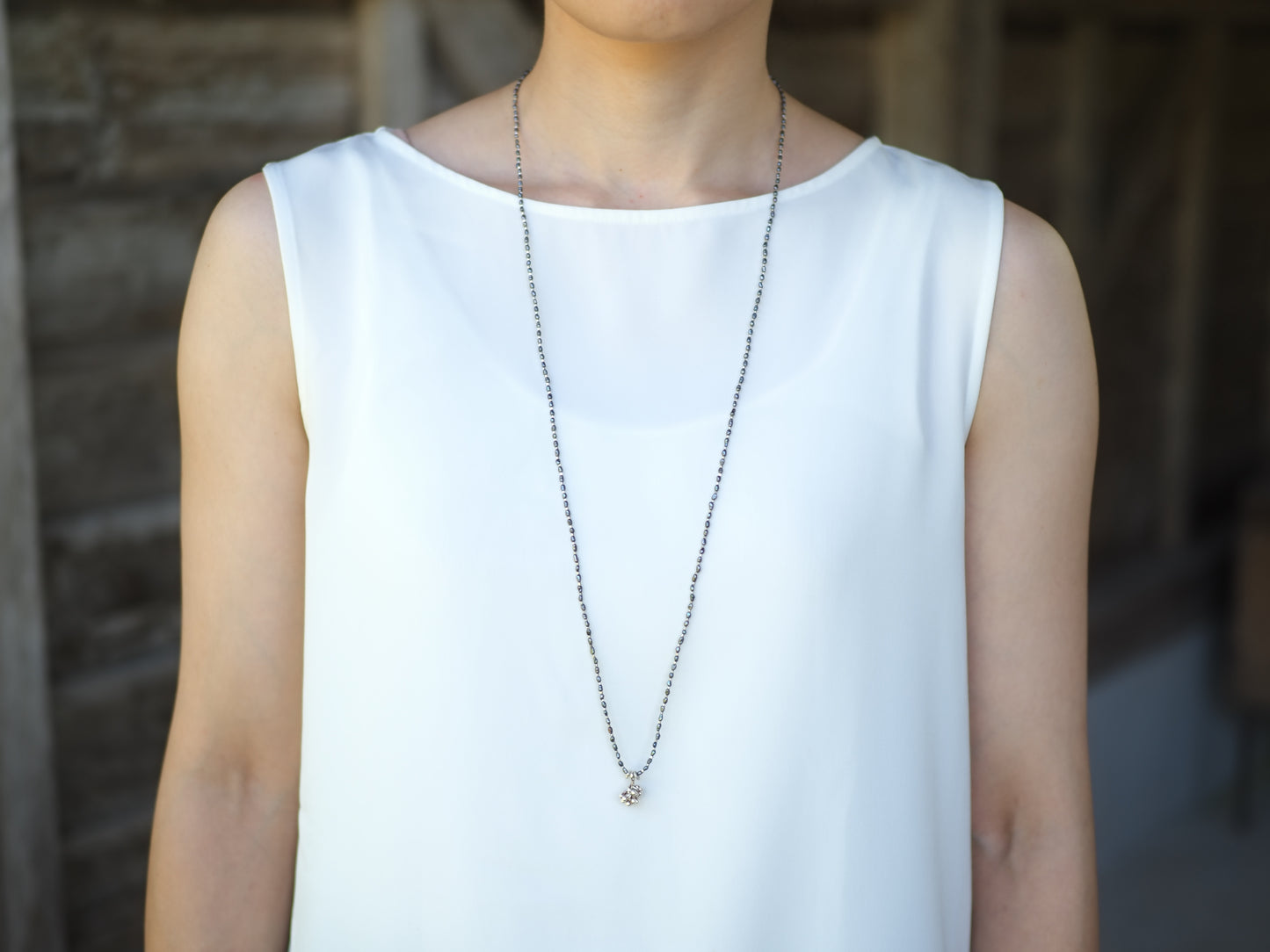 -Karensilver charm- 'beads line' long pendant