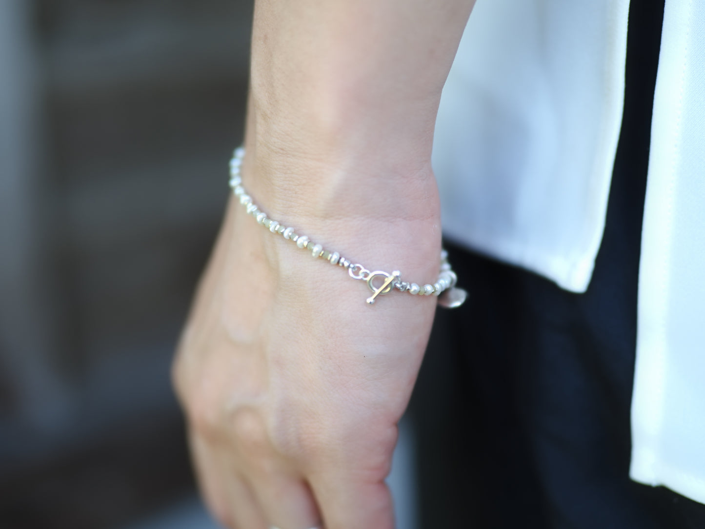 -pearl・jade- 'beads line' bracelet