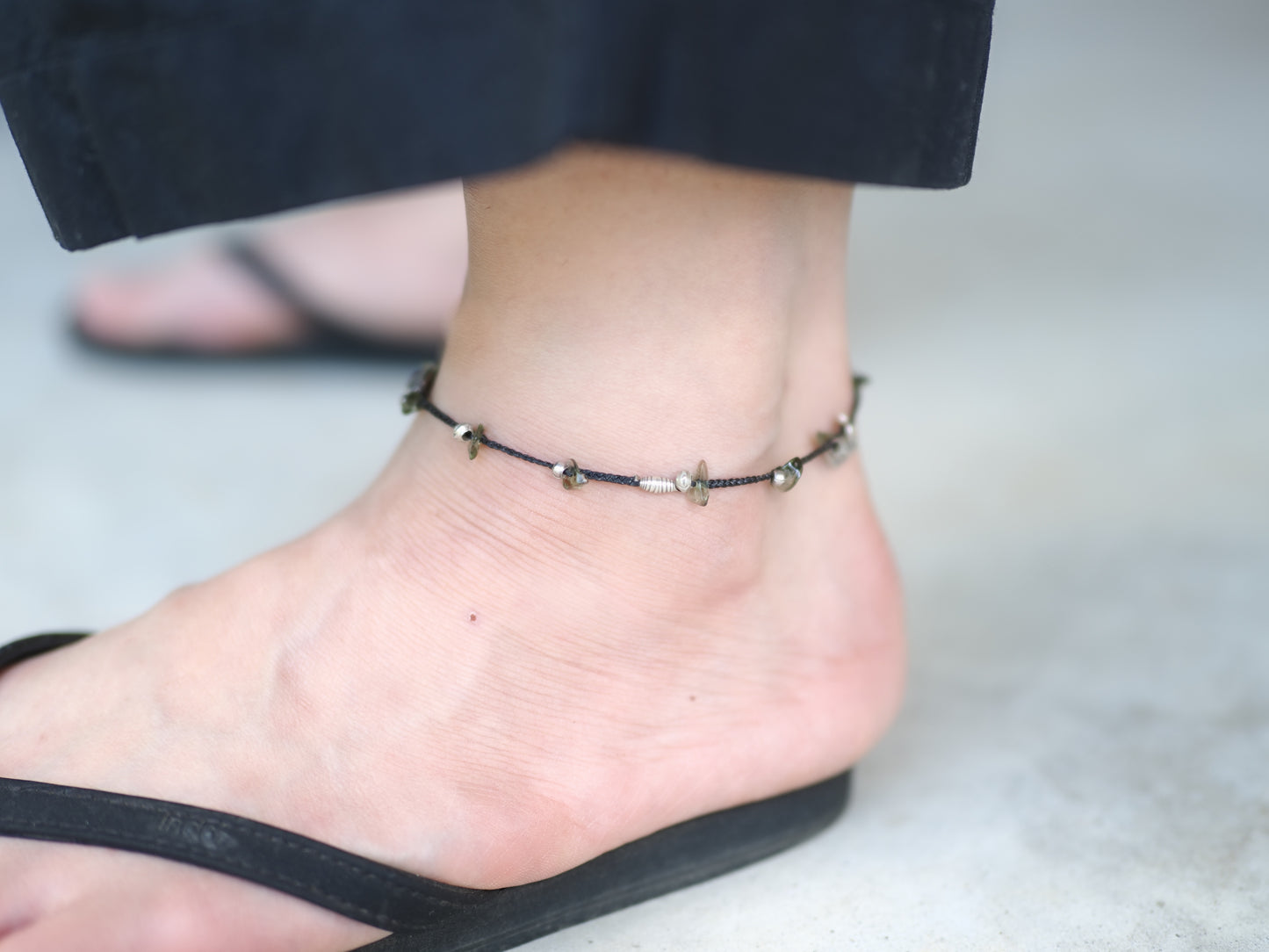 -Moldavite・Karensilver- code anklet